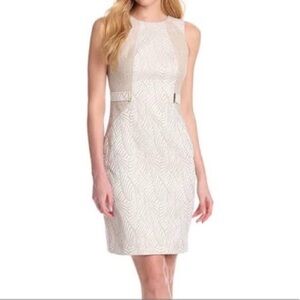 Calvin Klein Cream Sheath Midi Dress **Like New**